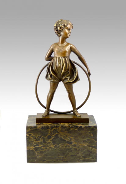 Bronzefigur Hula-Hoop Mädchen signiert Ferdinand Preiss