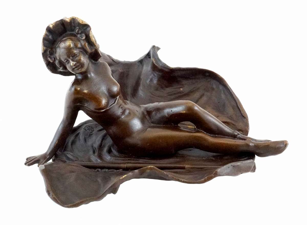 Bronzebüste Sigmund Freud „What‘s On Man‘s Mind?“ – Erotische Kunstfigur, Signiert, Auf Marmorsockel, 15,5 Cm