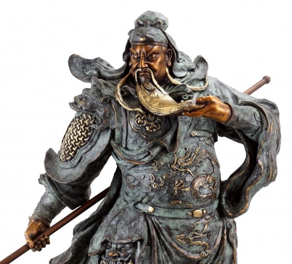 General Guan Yu - Opulente Bronzestaue - Samurai Skulptur - sign. Milo