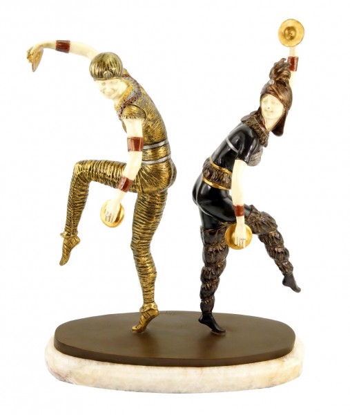 Art Deco Bronze Skulptur - Harlekin Tänzer - signiert Chiparus