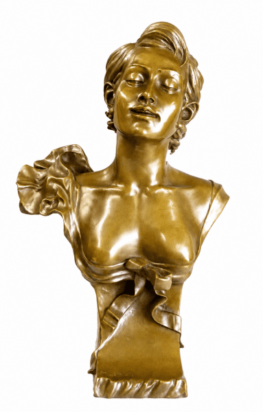 Große Jugendstil Bronzebüste - Junge Frau - Auguste Moreau 