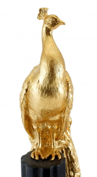 Stolzer Pfau auf Marmor - mit Blattgold vergoldet - aus Bronze