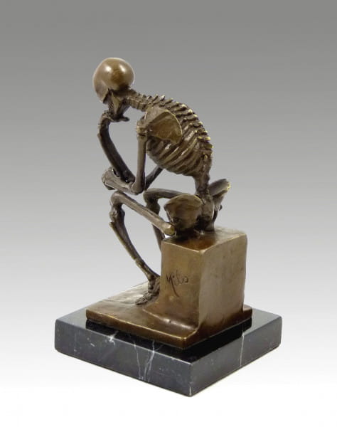 Moderne Bronze- Skelett Bronze auf Marmor (Der Denker) Milo