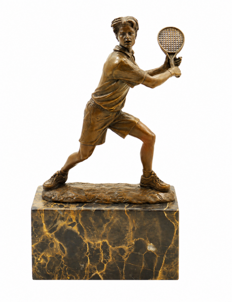 Bronze Figur auf Marmor - Der Tennisspieler - Tennis Pokal