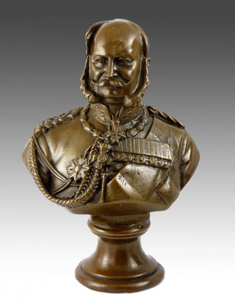 Kaiser Wilhelm I. Bronzebüste signiert