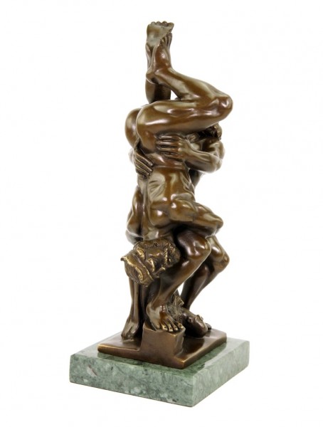 Homoerotische Bronzestatue - Kampfeslust - signiert Milo