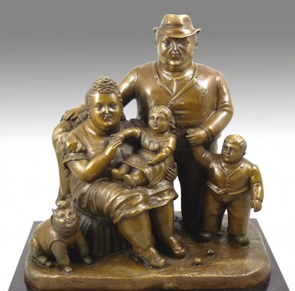 Moderne Bronzeskulptur - Family - signiert Botero