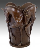 Pferdebronze - Pferde Bronzevase - signiert Milo