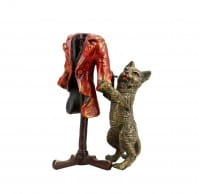 Des Katers neue Kleider - handbemalte Wiener Bronze Katze - gestempelt
