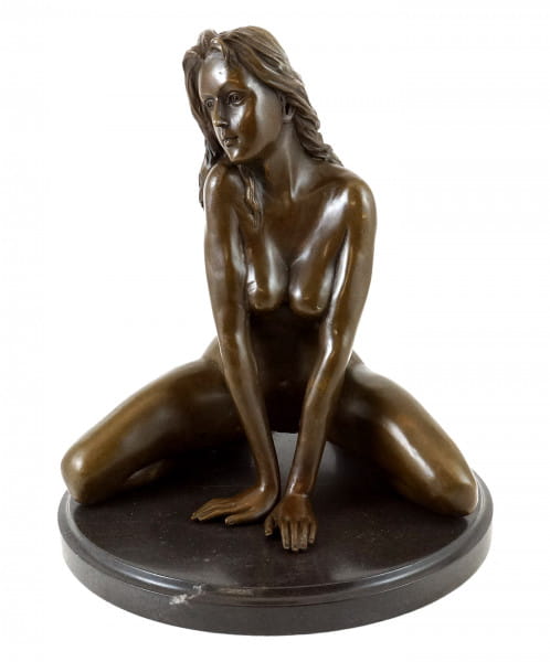 Erotik Bronzefigur - Sexy Girl / Frauenakt - signiert - J. Patoue