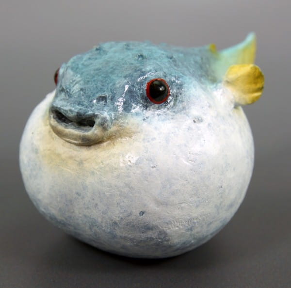 Kugelfisch - Bronze Miniatur - signiert Martin Klein - Tierfigur