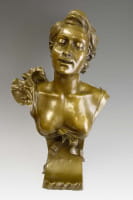 Große Jugendstil-Bronzebüste - Junge Frau - nach Auguste Moreau