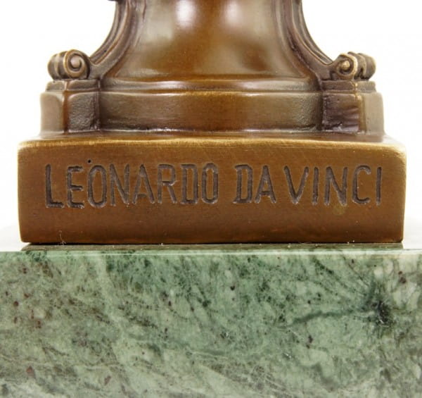 Leonardo da Vinci Büste - Limitierte Bronzestatue - signiert Milo