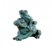 Frosch Pärchen aus Bronze - Tierfigur - grüne Patina - signiert Milo