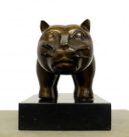 Abstrakte moderne Kunst-Skulptur - El Gato - signiert F. Botero