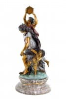Bacchanale nach Clodion - Bronzestatue im Rokoko-Stil signiert