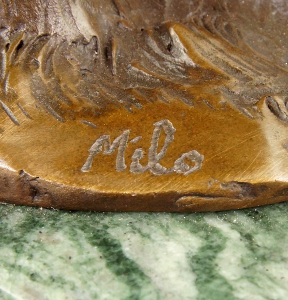 Waldelfen auf Pilzen - Jugendstilskulptur - signiert Milo