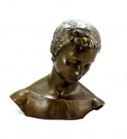 Moderne Bronze, Geneigter Frauenkopf, sign. Wilhelm Lehmbruck