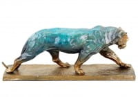 Panther im Laufen - signiert Bugatti - limitierte Bronzeskulptur