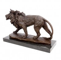 Tierskulptur aus Bronze - Laufender Löwe - Tierfigur - signiert Milo
