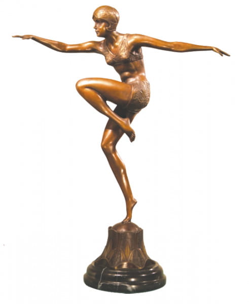 Art Deco Bronze Tänzerin &quot;Con Brio&quot; signiert Ferdinand Preiss