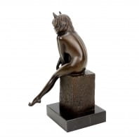 Sexy Teufelchen - Erotische Skulptur aus Bronze - signiert J. Patoue