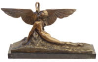 Art Deco Bronzefigur Leda und Schwan signiert A. Gennarelli