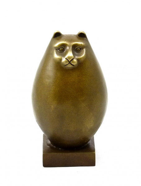 Moderne Kunst Skulptur - Dicke Bronze Katze - signiert Botero
