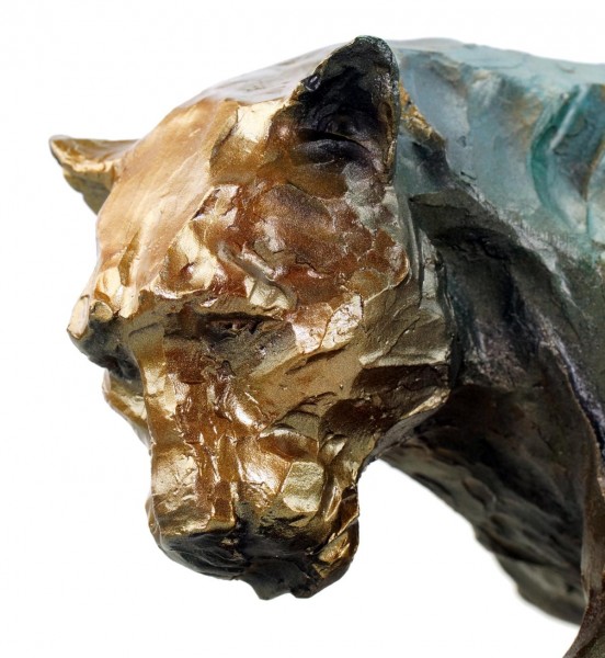 Panther im Laufen - signiert Bugatti - limitierte Bronzeskulptur