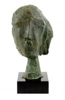 Abstrakter Bronzekopf auf Marmorsockel nach Henry Moore