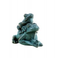 Frosch Pärchen aus Bronze - Tierfigur - grüne Patina - signiert Milo