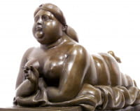 Modern Art Bronze - XXL Smoking Woman von Botero signiert