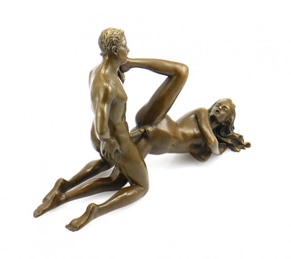 Erotik Bronzefigur - Liebespaar beim Sexspiel - signiert J. Patoue