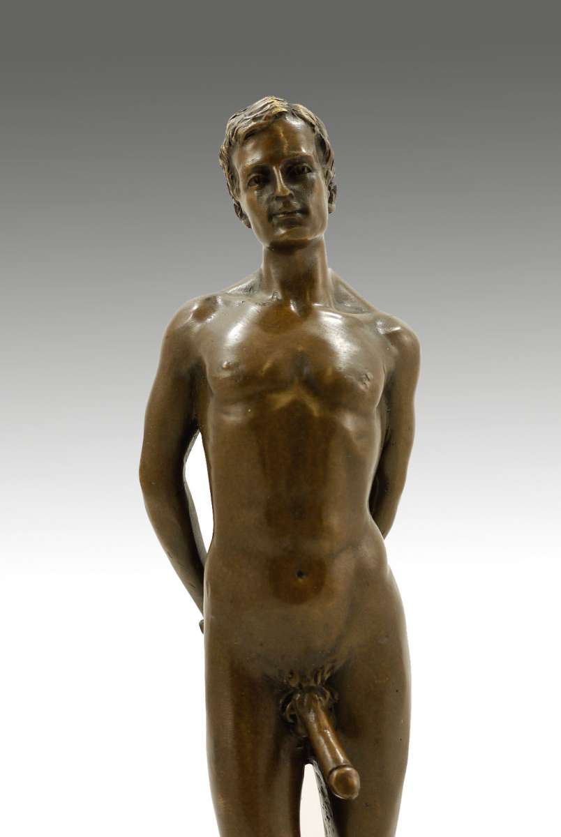 Erotik Bronze Statue - Geiler nackter Mann mit steifen Penis - M. Nick