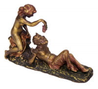 Erotik Wiener Bronze Faun/Satyr 2-teilig von Bergmann - Traubenpärchen