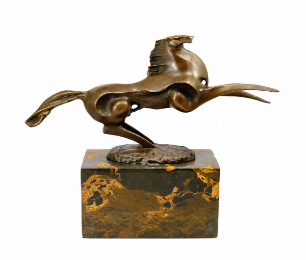 Pferde Figur - Skulptur - Bronze Deko - Marmorsockel - Milo
