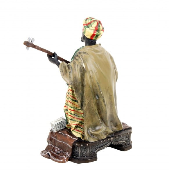 Wiener Bronze Figur - Araber mit Laute - Musiker Skulptur - Bergmann
