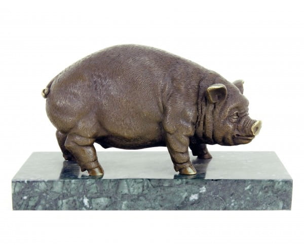 Bronze Schwein / Hausschwein -  Bronzestatue - Skulptur von Bugatti
