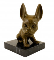 Tierfigur aus Bronze - Französische Bulldogge - Bully - sign.