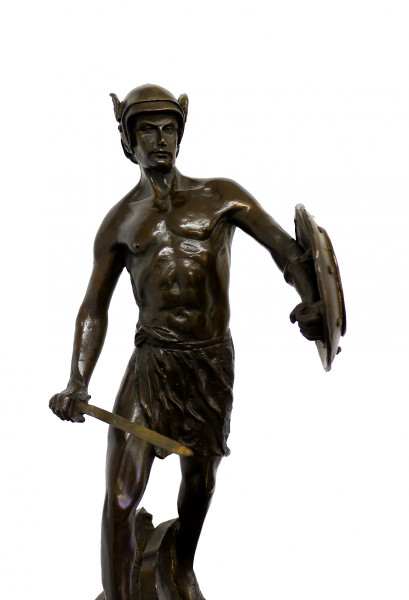 Mythologie-Bronze - Krieger - auf Marmor, sign. B. Thorvaldsen