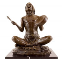 Indianer mit Trommel - Bronzefigur - Carl Kauba signiert
