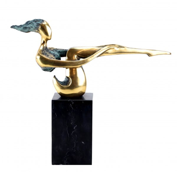 Modern Art - The Sitting One - Moderne Bronzefigur - signiert Nick