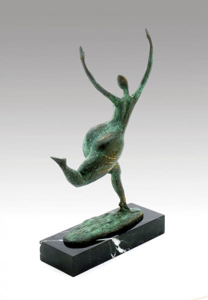 Moderne Kunst Bronze laufender abstrakter Akt signiert Milo