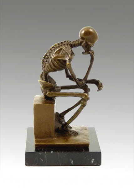 Moderne Bronze- Skelett Bronze auf Marmor (Der Denker) Milo