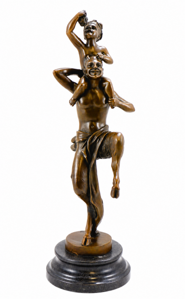 Wiener Bronze - Teufel / Faun / Satyr trägt Baby - Bergmann