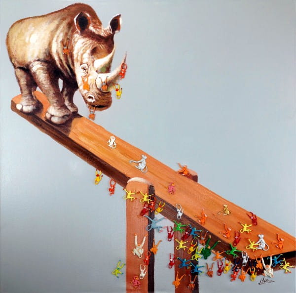 Nashorn Wippe – Tiergemälde – Martin Klein – Modern Art