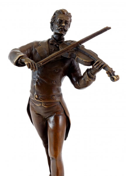 Bronzeskulptur Johann Strauss Komponist Figur Bronze Kapellmeister Geige Geiger 