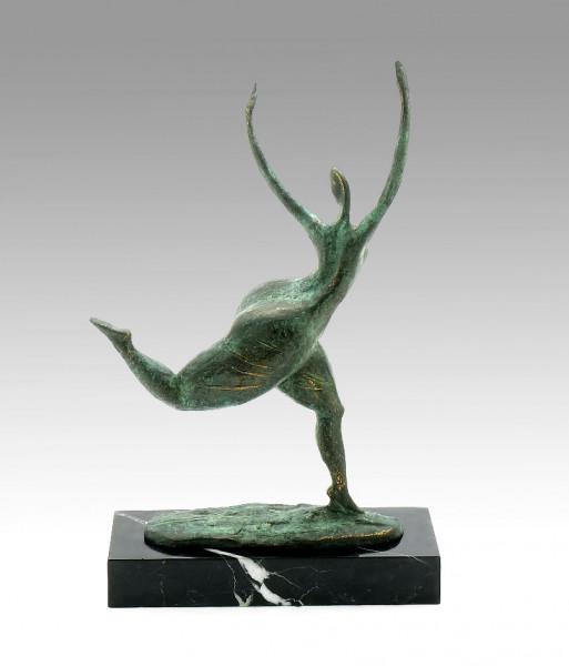 Moderne Kunst Bronze laufender abstrakter Akt signiert Milo