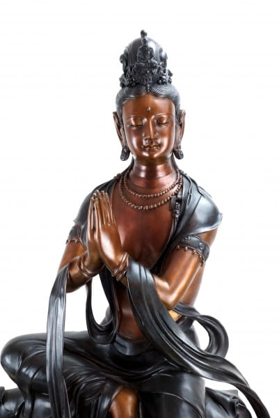 Weiße Tara - Bronze Buddha Statue - Yoga Zen Skulptur - sign. Milo