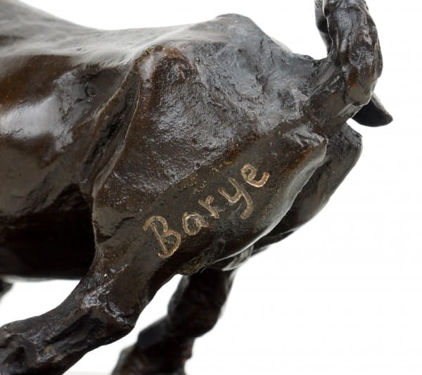 Stierfigur aus Bronze - signiert Barye - Tierskulptur